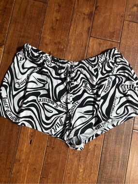 Y2K Juicy Couture Black & White Swirl Print Women's Shorts Lg